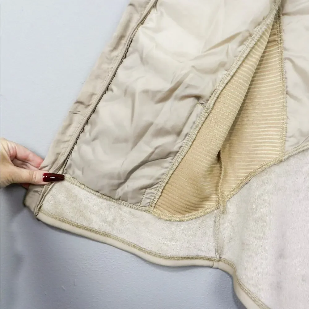 Tek Gear Quilted Vest‎ Size L Beige Fleece Minimalist Athleisure Layering Jacket